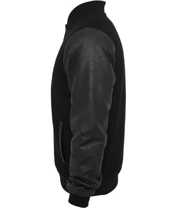 Wool Leather Button Jacket black-black 3